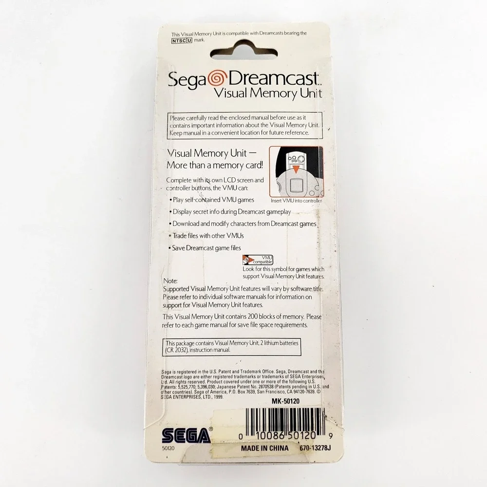 Genuine Sega Dreamcast VMU Visual Memory Unit MK-50120 White OEM Brand New